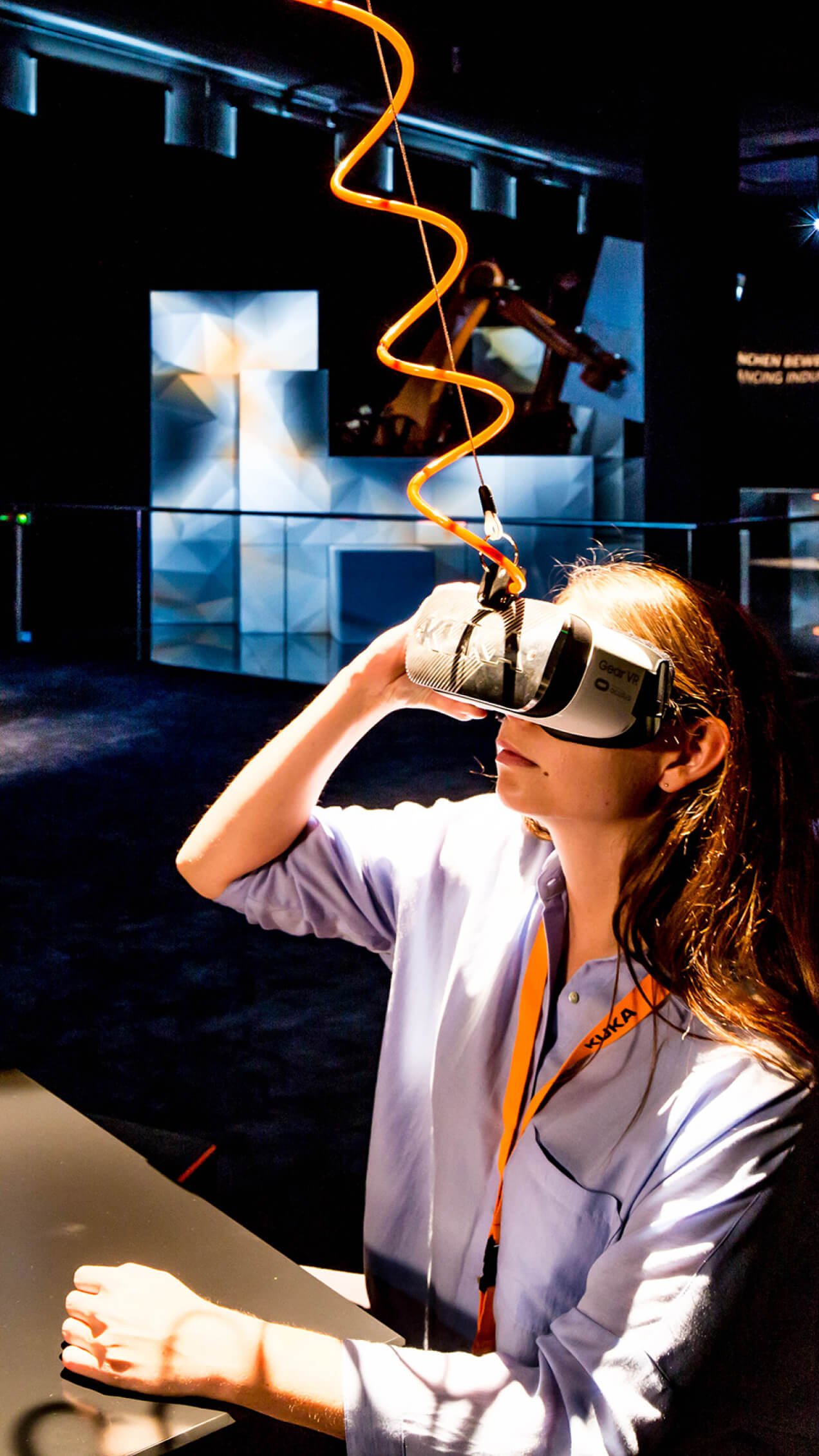 KUKA Trade Fair - woman looking through VR specs